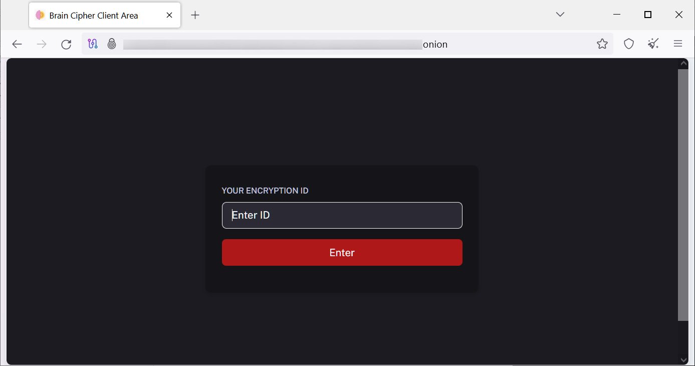 Brain Cipher dark web negotiation site