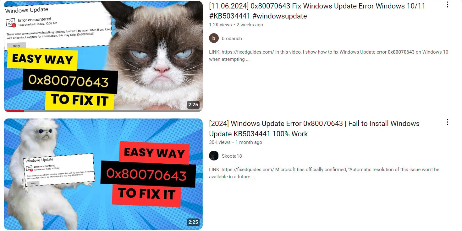 Fake IT support sites promoted on YouTube