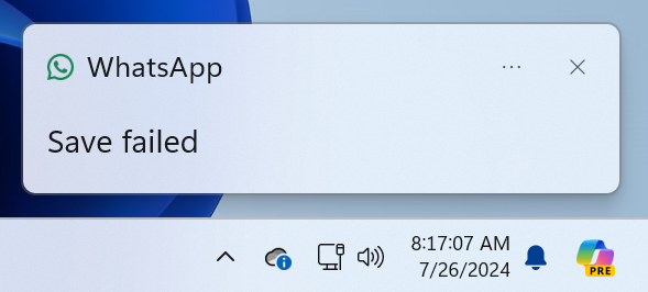 Failed .EXE launch from WhatsApp client